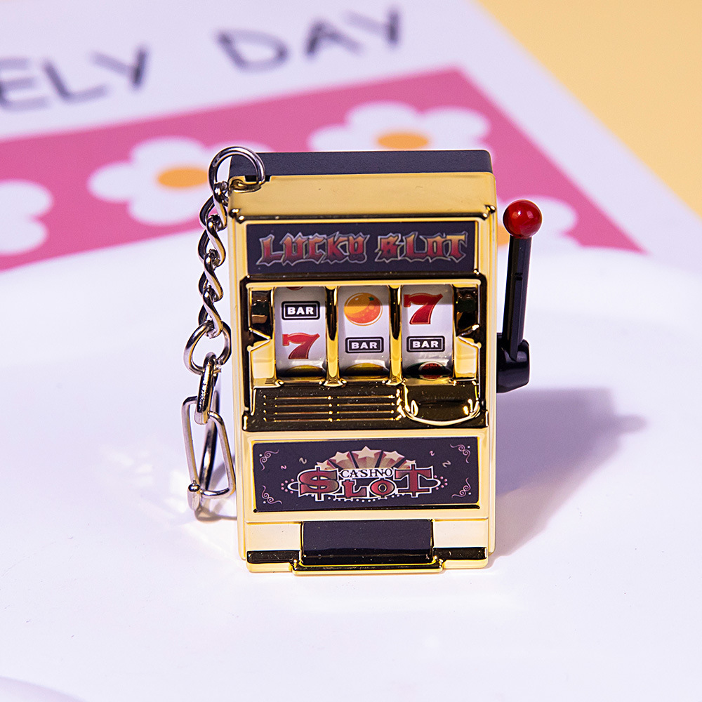 Simple Fashion Trend Keychain Toy Fruit Machine Slot Machine Keychain Personalized Creative Car Pendant Key Ring GiftAccessories