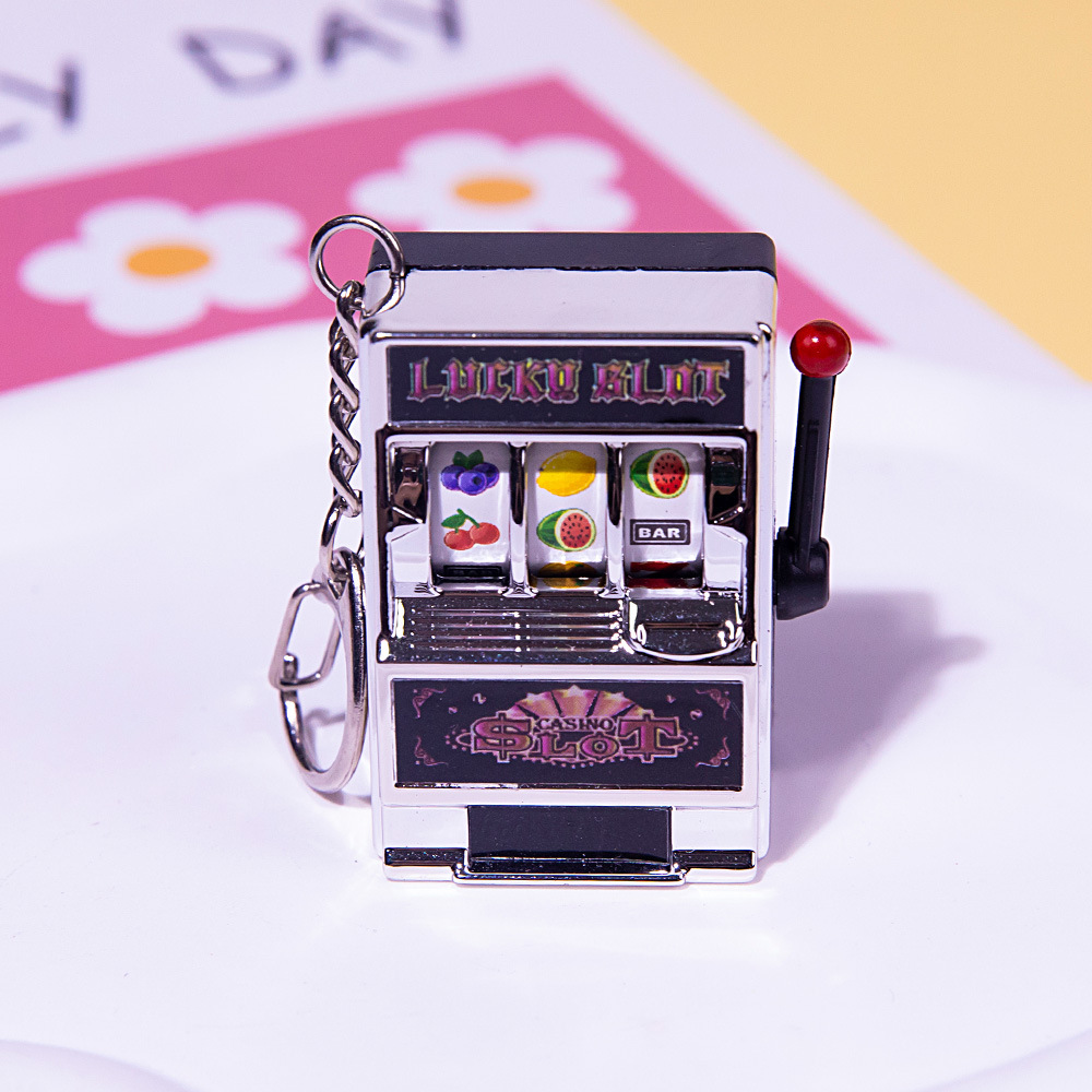 Simple Fashion Trend Keychain Toy Fruit Machine Slot Machine Keychain Personalized Creative Car Pendant Key Ring GiftAccessories