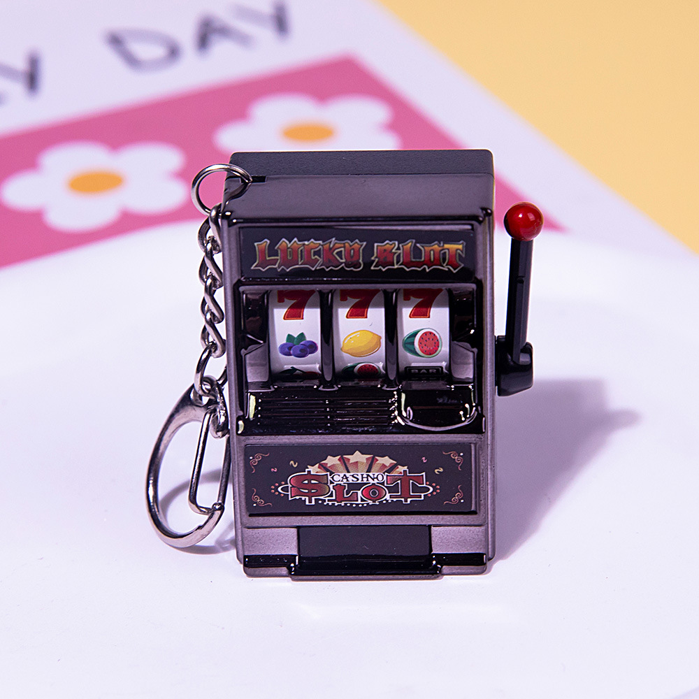 Simple Fashion Trend Keychain Toy Fruit Machine Slot Machine Keychain Personalized Creative Car Pendant Key Ring GiftAccessories