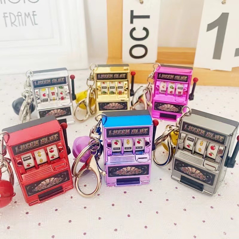 Simple Fashion Trend Keychain Toy Fruit Machine Slot Machine Keychain Personalized Creative Car Pendant Key Ring GiftAccessories