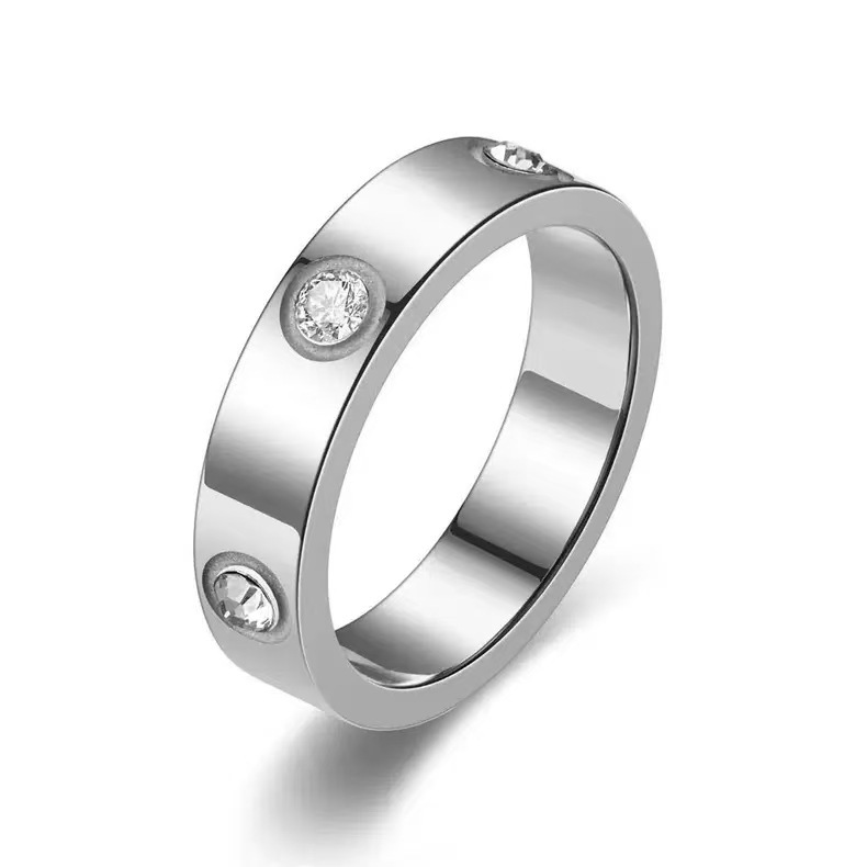 Zircon Stainless Steel Ring Crystal Rings for Woman Man Titanium Steel Couple Rings