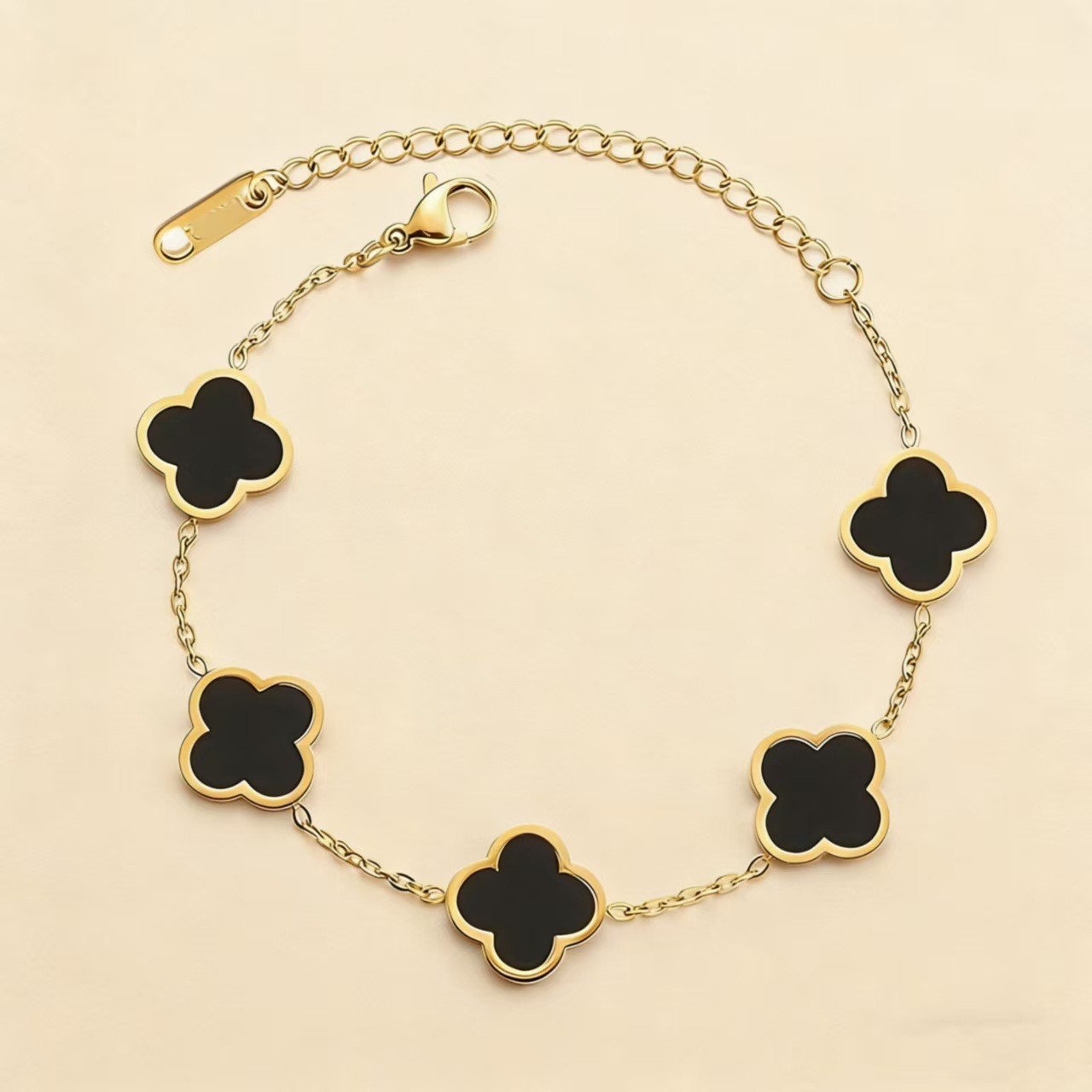 Titanium Steel Gold Plated Clover Lucky Bracelet for Women Four Leaf Link Bracelets Trendy Jewelry Gifts