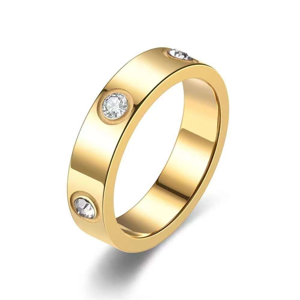 Zircon Stainless Steel Ring Crystal Rings for Woman Man Titanium Steel Couple Rings