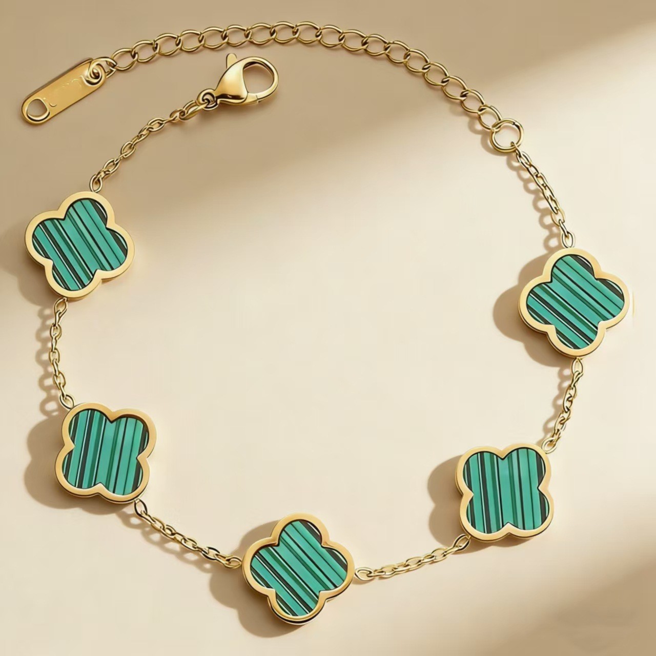 Titanium Steel Gold Plated Clover Lucky Bracelet for Women Four Leaf Link Bracelets Trendy Jewelry Gifts