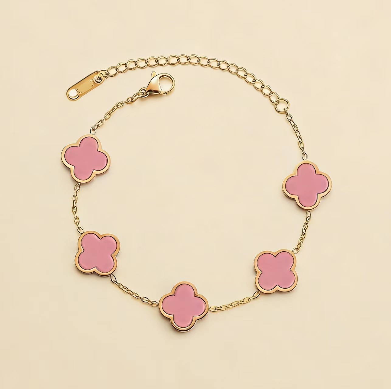 Titanium Steel Gold Plated Clover Lucky Bracelet for Women Four Leaf Link Bracelets Trendy Jewelry Gifts