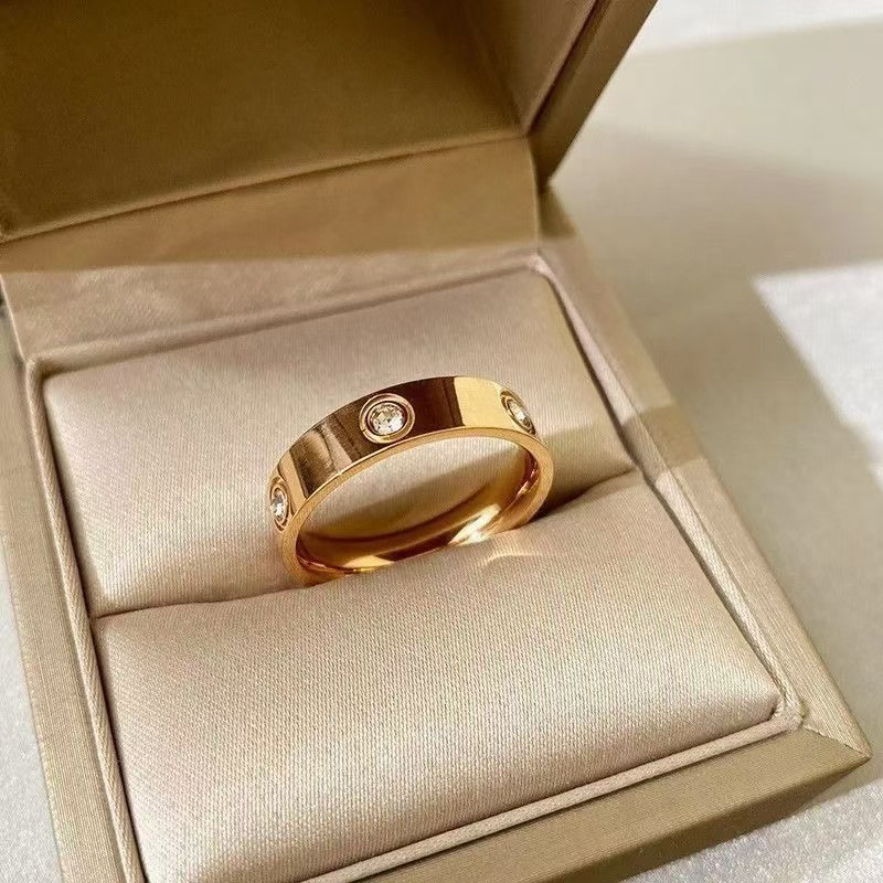 Zircon Stainless Steel Ring Crystal Rings for Woman Man Titanium Steel Couple Rings