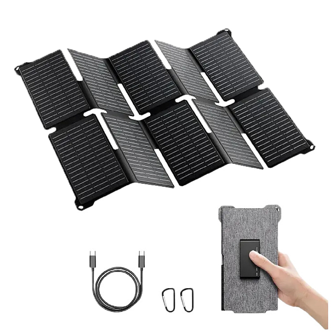 35W Solar Charger High Efficiency USB-A and USB-C Charging Pocket-Size Solar Panel Charger