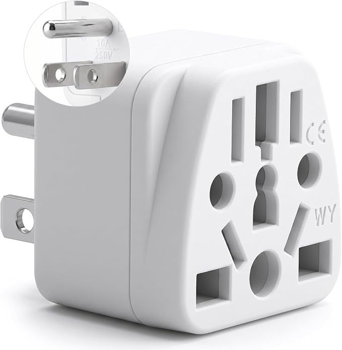 US Travel Plug Adapter Unidapt EU/UK/AU/CN/JP/Asia/Italy/Brazil to USA Type B Grounded USA Wall Plug