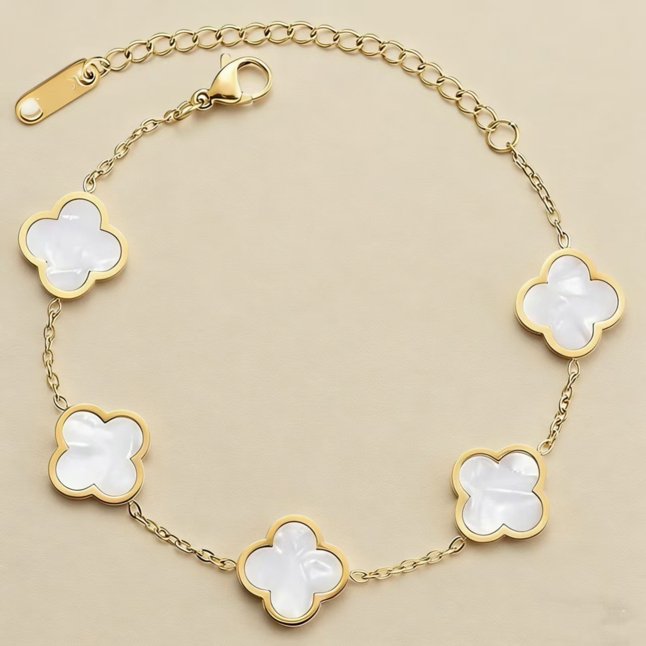 Titanium Steel Gold Plated Clover Lucky Bracelet for Women Four Leaf Link Bracelets Trendy Jewelry Gifts