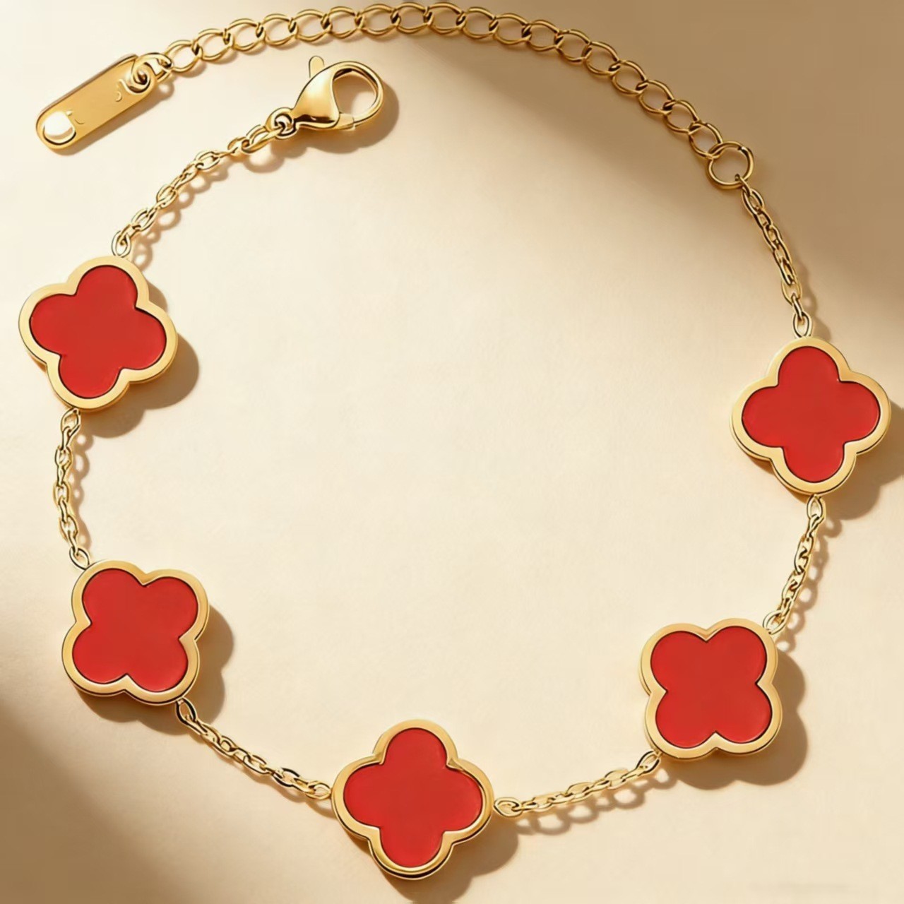 Titanium Steel Gold Plated Clover Lucky Bracelet for Women Four Leaf Link Bracelets Trendy Jewelry Gifts