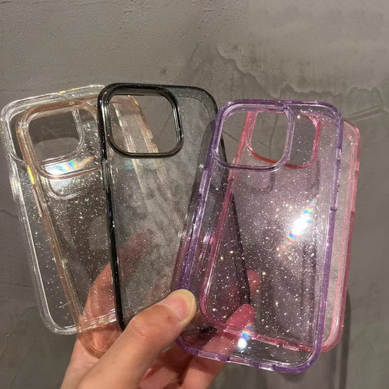 Luxury Bling Glitter Clear Phone Case For iPhone Shockproof Soft Transparent Cover