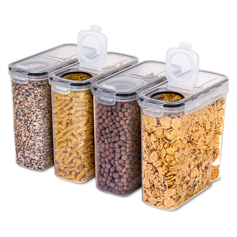 4pcs Cereal Containers Storage 4L Cereal Dispenser Countertop Airtight Food Storage for Pantry Organization
