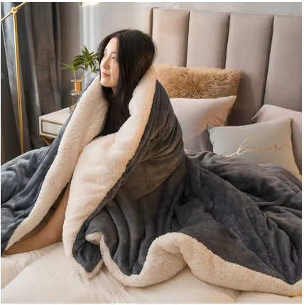 Wool Throw Blanket Warm Winter Bed Blankets Double Sided Queen Duvet Cover Camping Double Bed Cover Bedspread