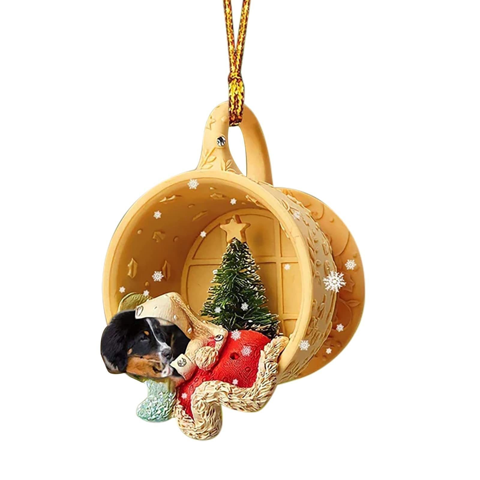 Christmas Tree Pendant Dog Animal Drop Ornament In Snow Pocket Hanging New Year Festive Party Supplies Room Decoration Xmas Gift