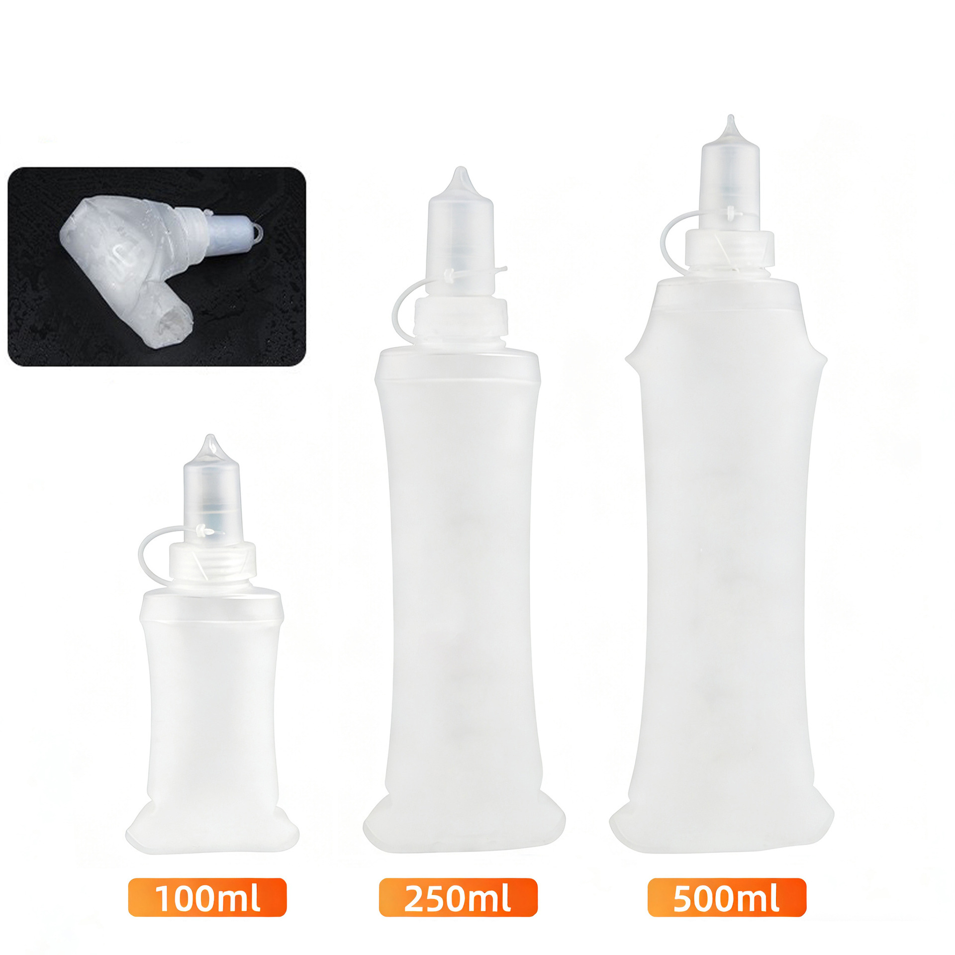 Folding Collapsible Water Bottle Running Water Bottle Soft Flask TPU BPA-Free Camping Hiking Travel Folding Water Bottle