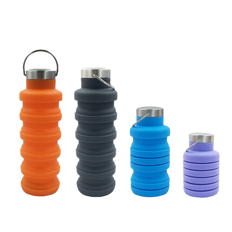 Portable Silicone Water Bottle Retractable Folding Coffee Bottle Cups Outdoor Travel Tools Collapsible Sport Bottles