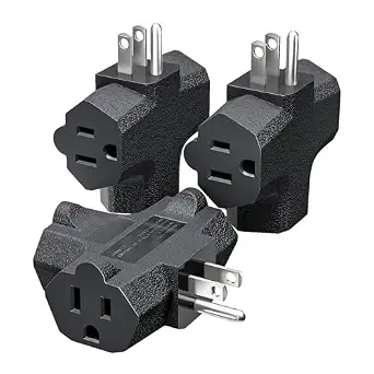 3 Outlet Grounding Adapter Heavy Duty Plug Extender 3 Pack