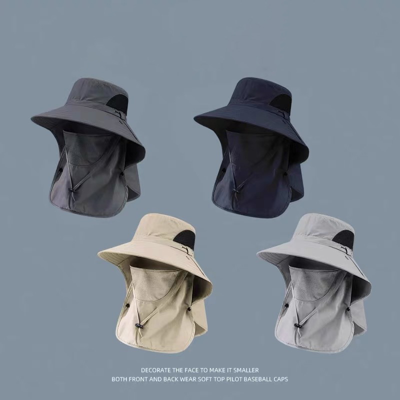 Summer Sun Hats UV Protection Outdoor Hunting Fishing Cap For Men Women Hiking Camping Visor Bucket Hat Neck Flap Fisherman Hat
