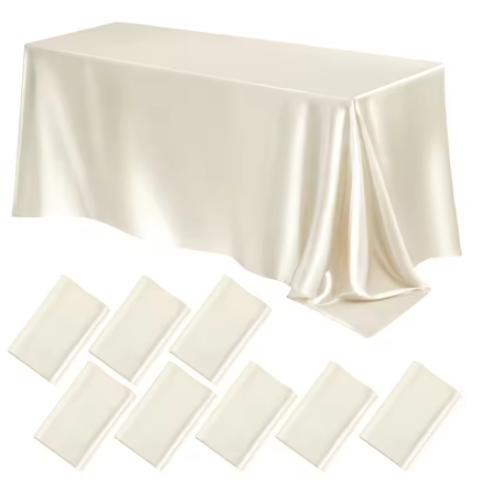 Rectangle Wedding Satin Large Tablecloth Bright Smooth Silk Table Cover Anniversary Dining Party High-End Table Decor
