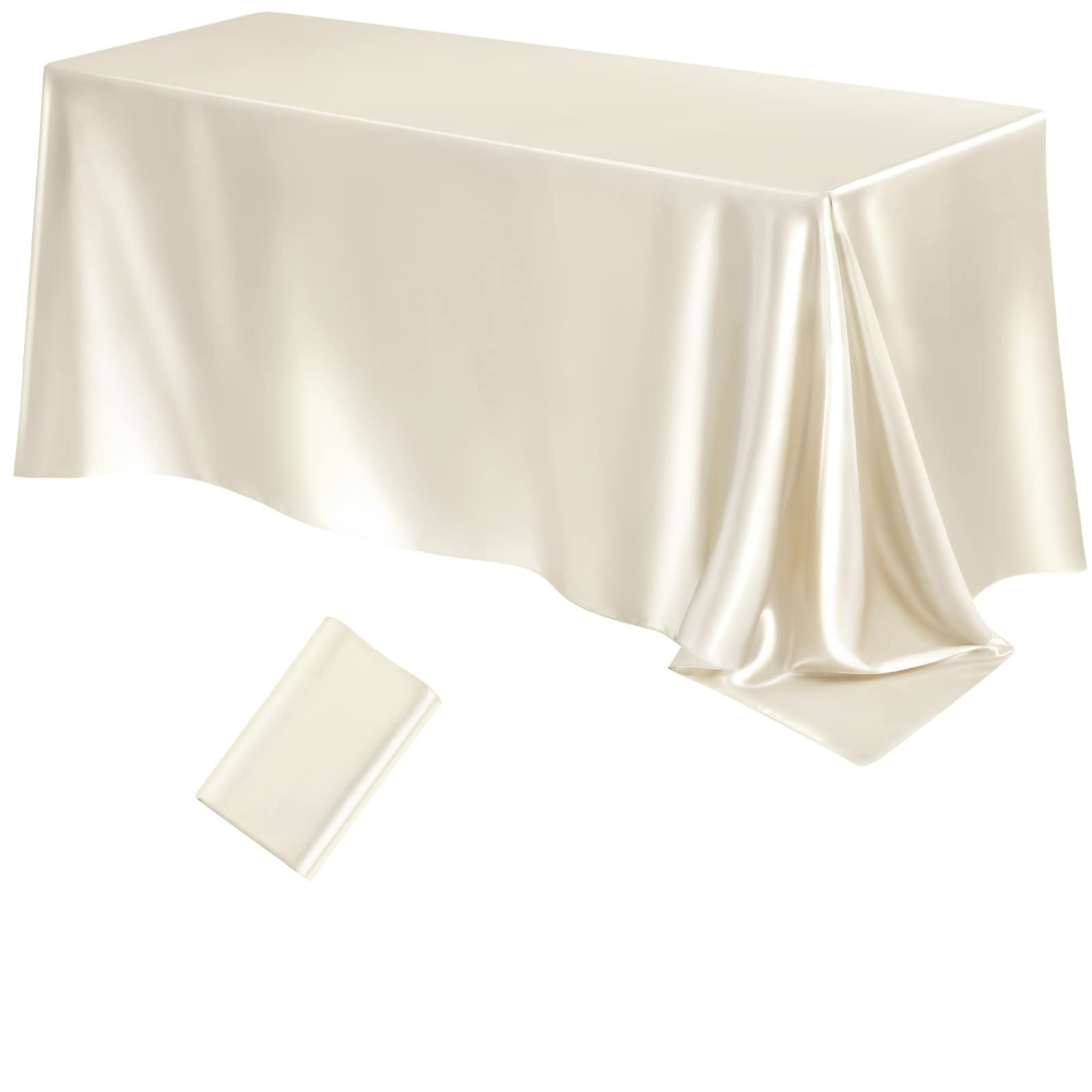 Rectangle Wedding Satin Large Tablecloth Bright Smooth Silk Table Cover Anniversary Dining Party High-End Table Decor