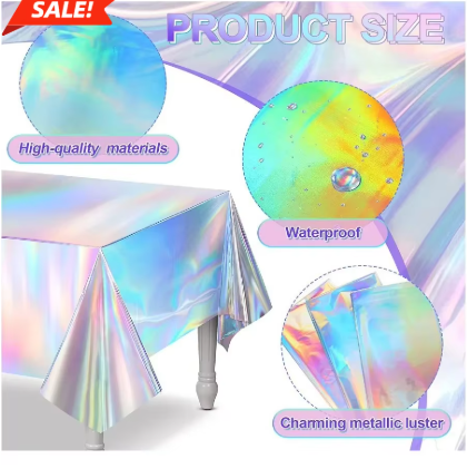 Laser Rainbow Theme Party Disposable Tablecloth & Rectangular Mantel De Mesa Cover for Birthday Wedding Home Decor Supplies