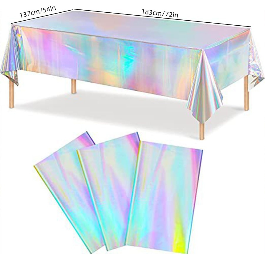 Laser Rainbow Theme Party Disposable Tablecloth & Rectangular Mantel De Mesa Cover for Birthday Wedding Home Decor Supplies