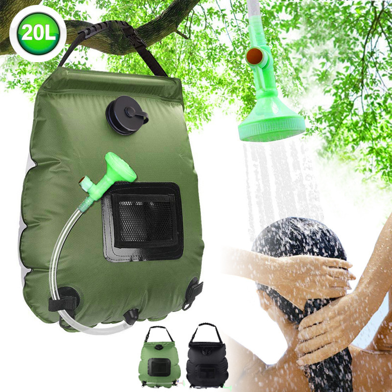 Solar Shower Bag for Camping with Removable Hose Switchable Shower Head Portable Shower for Beach Swimming Traveling