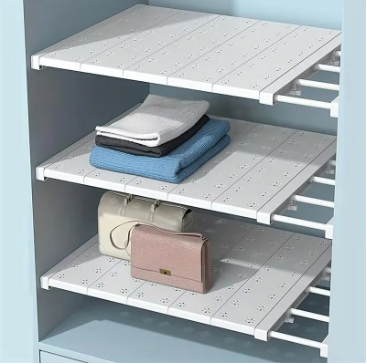 White Expandable Divider Punch-free Retractable Layers Board for Wardrobe Storage Kitchen and Bathroom Shelf Dormitory Dividers