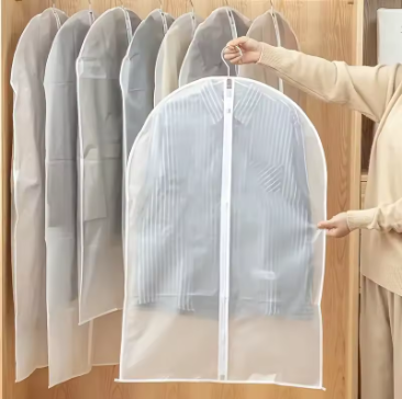 Clothes Hanging Dust Cover Wedding Dress Cover Suit Coat Storage Bag Transparent Fully Enclosed Clothes Cover With Zipper