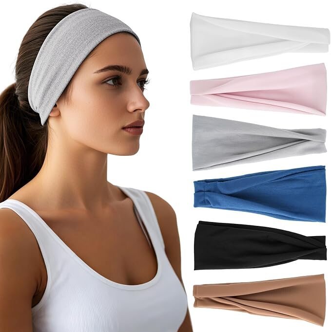 Wide Elastic Hair Bands Headbands Soft Sports Thin Stretchy Sweatbands Non-Slip for Women