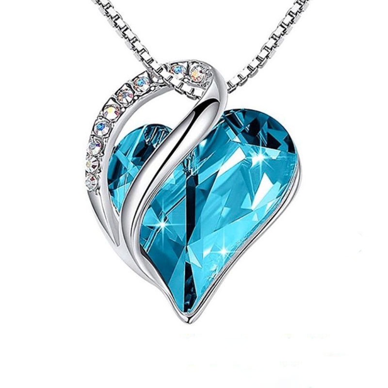 Necklaces Infinity Love Birthstone Heart Crystal Pendant Birthday Anniversary Jewelry for Women
