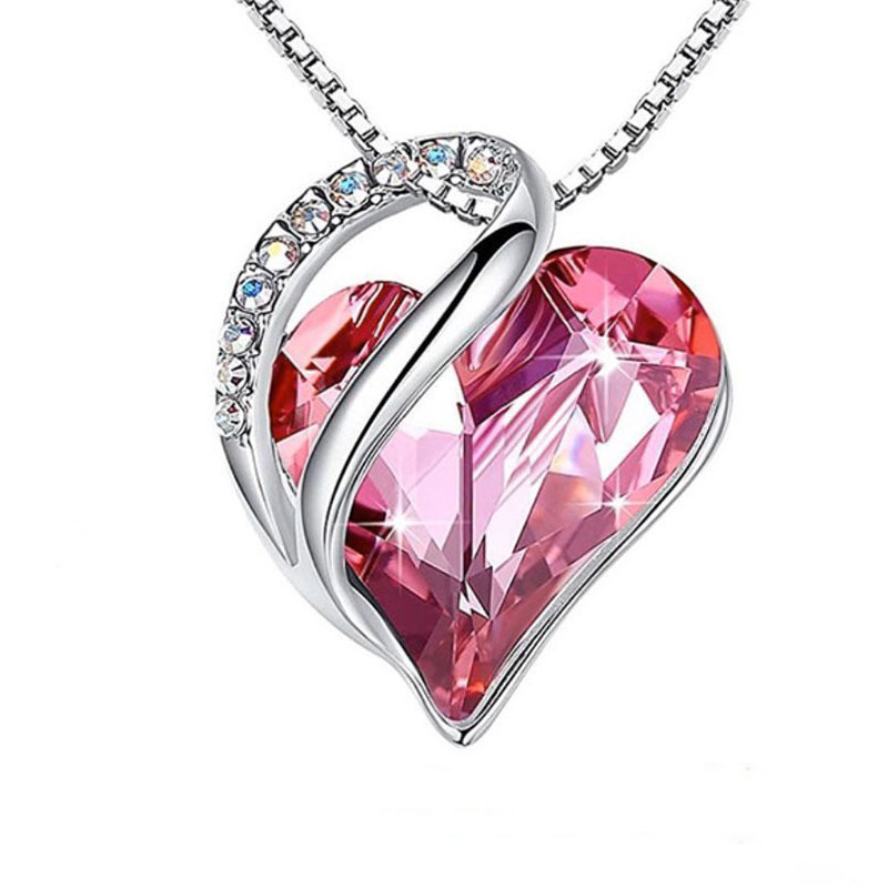 Necklaces Infinity Love Birthstone Heart Crystal Pendant Birthday Anniversary Jewelry for Women