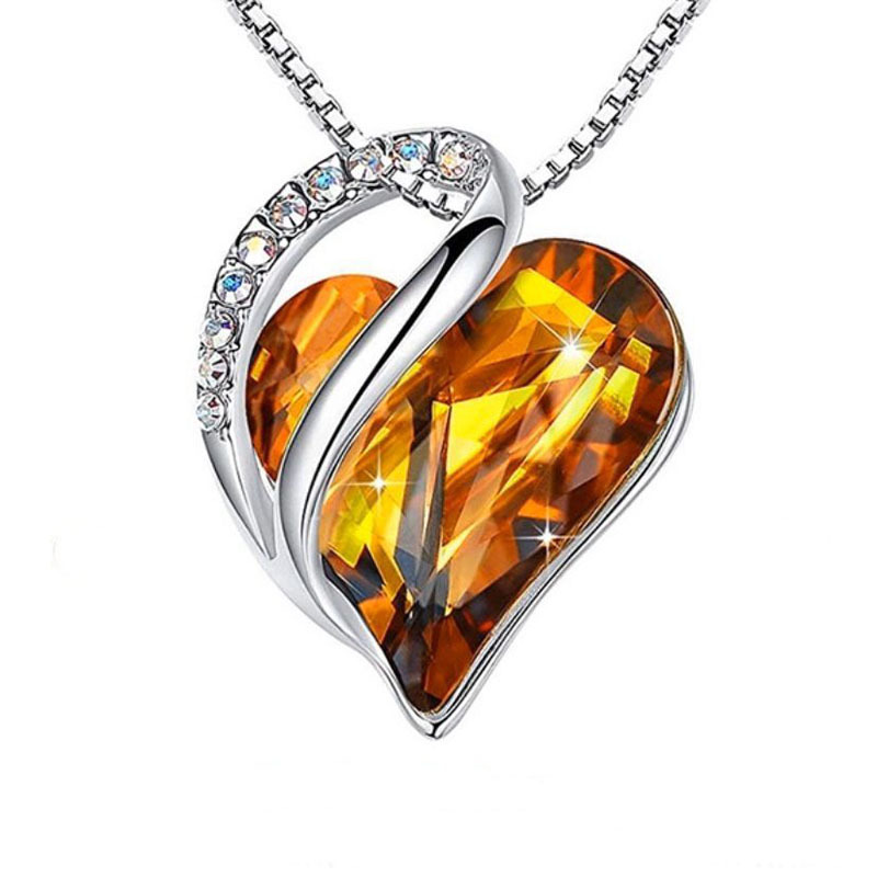 Necklaces Infinity Love Birthstone Heart Crystal Pendant Birthday Anniversary Jewelry for Women