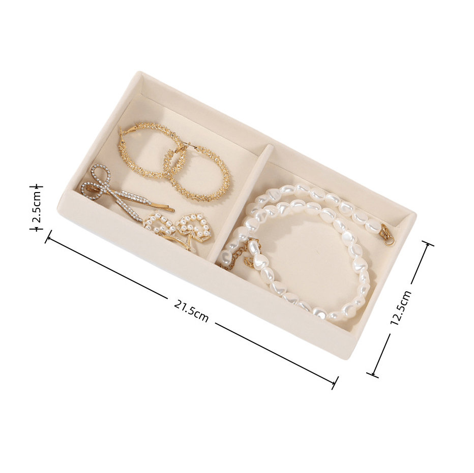 1PC Beige Flocking Jewelry Organizer Tray Detachable Divider Jewelry Box Multi Grids Storage Case for DIY Jewelry Making Display