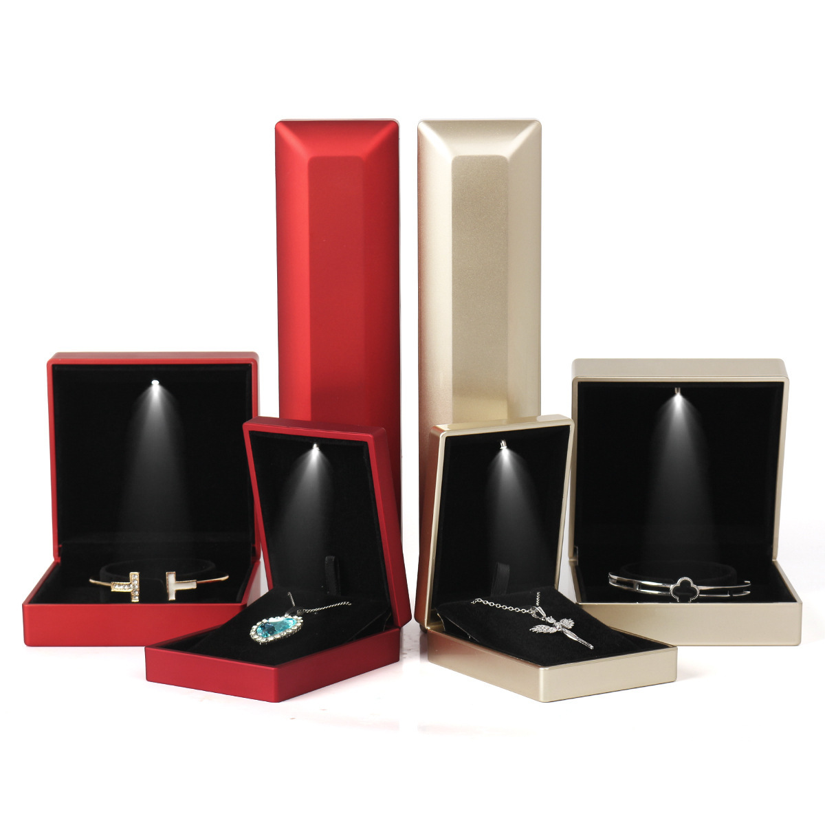 Creative LED Lighting Jewelry Ring Pendant Necklace Bracelet With Light Illumination Jewelry Box Lighted Jewelry Packaging Box