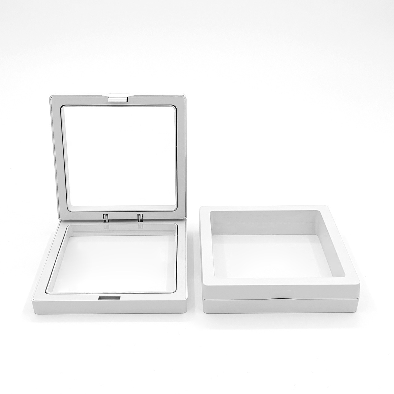 PE Film Colorful Jewelry Storage Box 3D Packaging Case Gemstone Free Stand Floating Frame Membrane Ring Earring Necklace Display