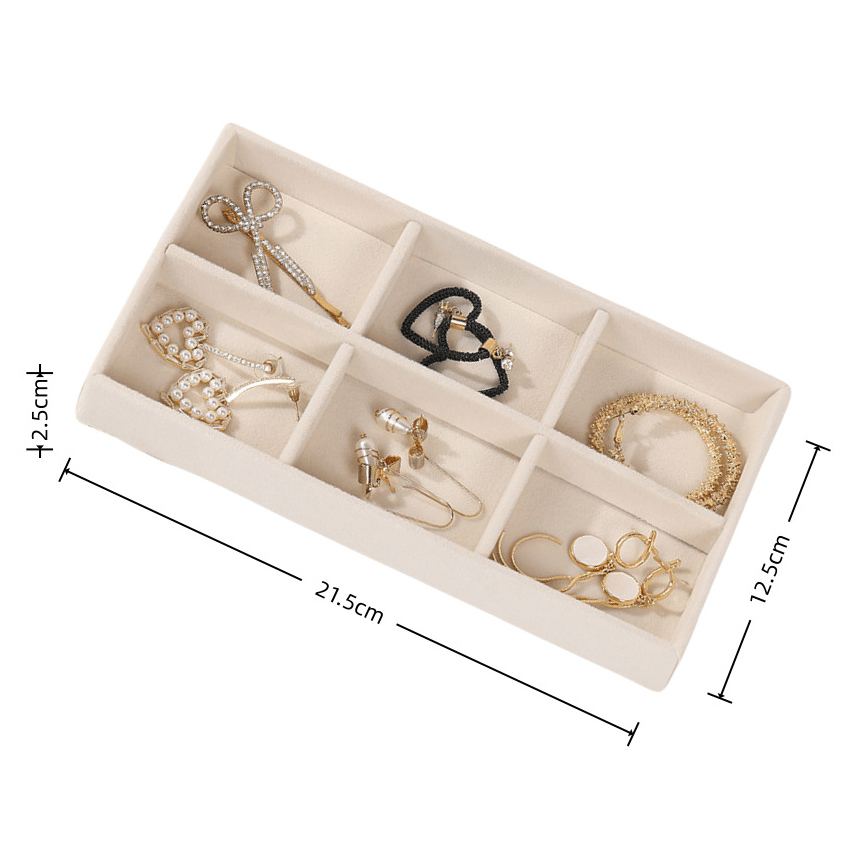 1PC Beige Flocking Jewelry Organizer Tray Detachable Divider Jewelry Box Multi Grids Storage Case for DIY Jewelry Making Display