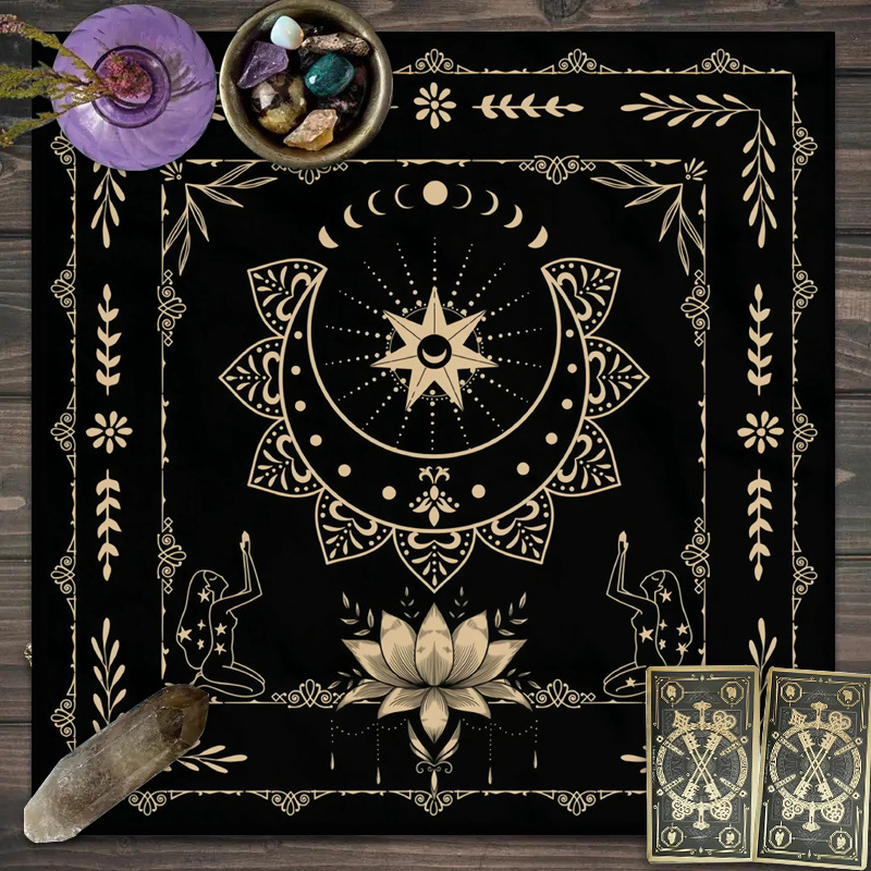 1PC Moonlight Flower Tarot Card Table Cloth Altar Card Mat Witchcraft Astrology Supplies Decorative Card Mat