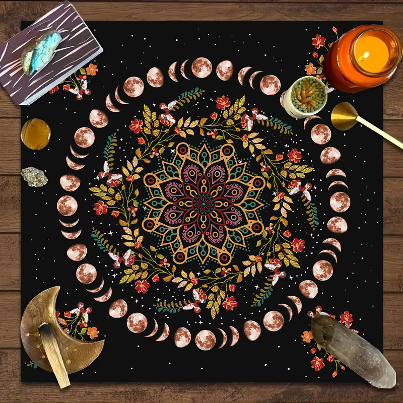 1PC Moonlight Flower Tarot Card Table Cloth Altar Card Mat Witchcraft Astrology Supplies Decorative Card Mat