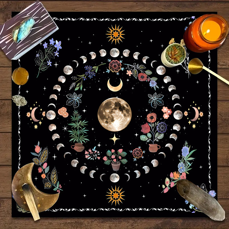 1PC Moonlight Flower Tarot Card Table Cloth Altar Card Mat Witchcraft Astrology Supplies Decorative Card Mat