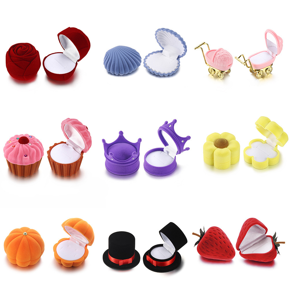 Creative Velvet Jewelry Box Mini Container Ring Box Earrings Rings Storage Box Small Accessories Display Gift Box
