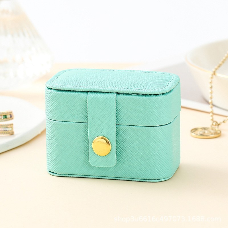 Mini Portable Small Jewelry Storage Bag Travel Simple Leather Ring Necklace Earrings Storage Box Organizer Display Gift Box