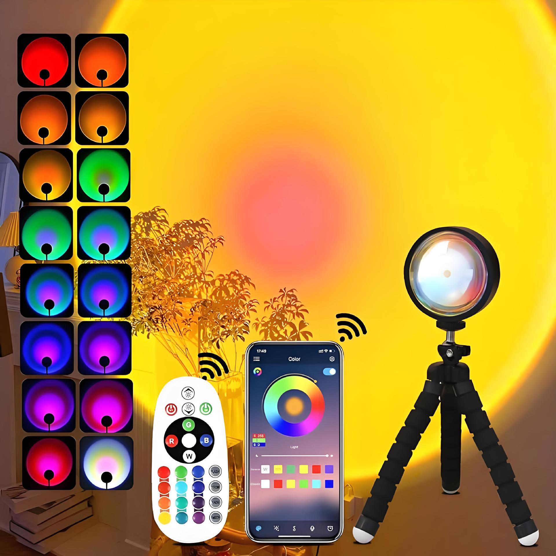 Sunset Lamp Projector Multicolor Changing LED Projection Lamps for Bedroom Photography Party Tiktok Live
