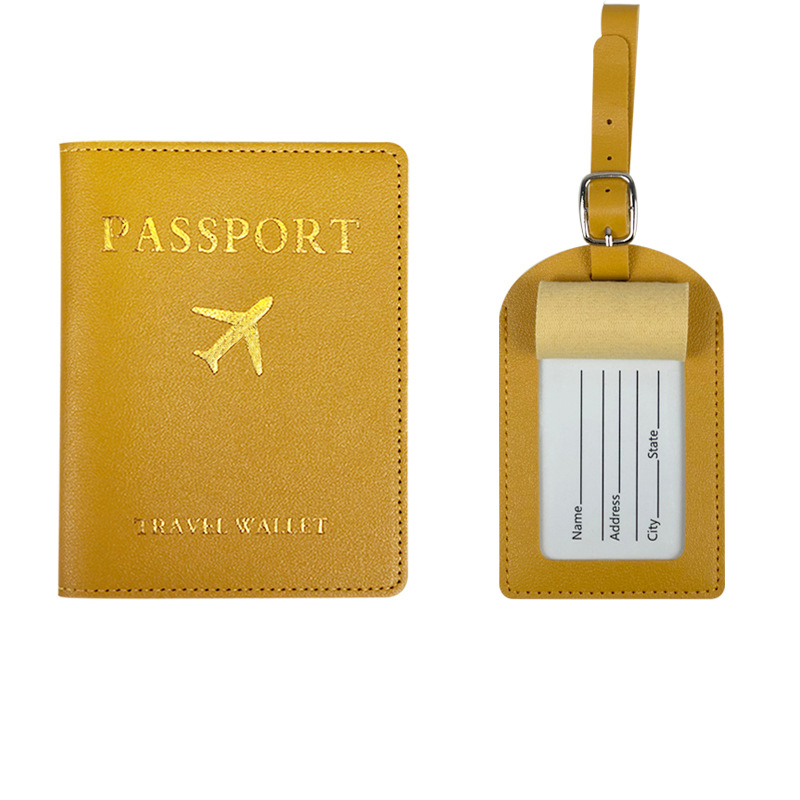 Stamped Leather Business Luggage Tag Suitcase Address Label Luggage Boarding Case Label Name ID Address Clip Travel Accessories