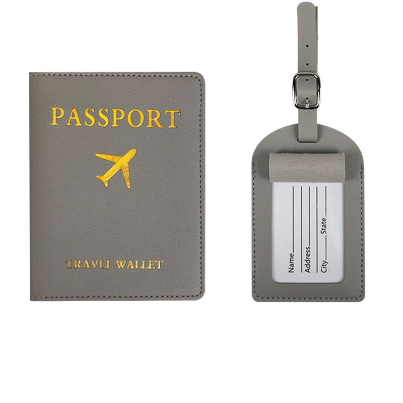 Stamped Leather Business Luggage Tag Suitcase Address Label Luggage Boarding Case Label Name ID Address Clip Travel Accessories