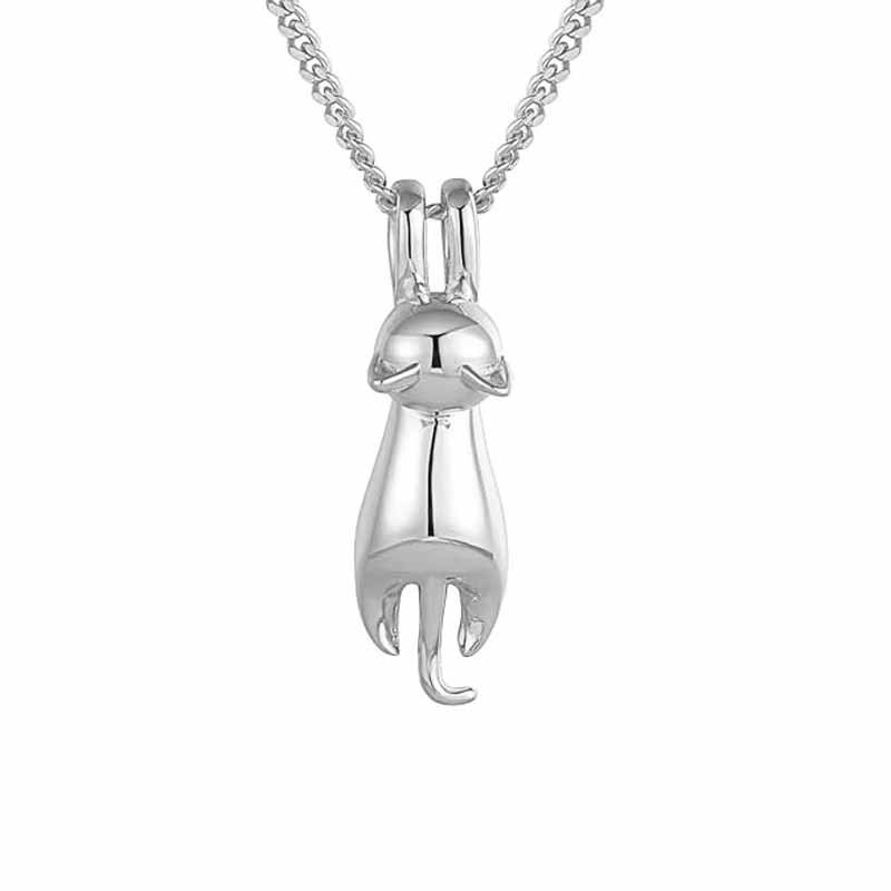 Silver Cat Necklace Dainty Charm Pendant Necklace for Women