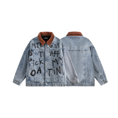 Customized fashion denim jacket with print logo