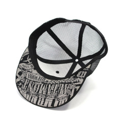 6 Panel Custom Slight Curved Brim Flat Embroidered Trucker Cap