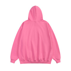 Custom Pink french terry printed logo hoodies sweatshirt