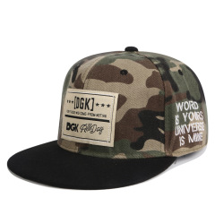 Camo Acrylic 3D Embroidered & Woven Patch Flat Brim Snapback Cap